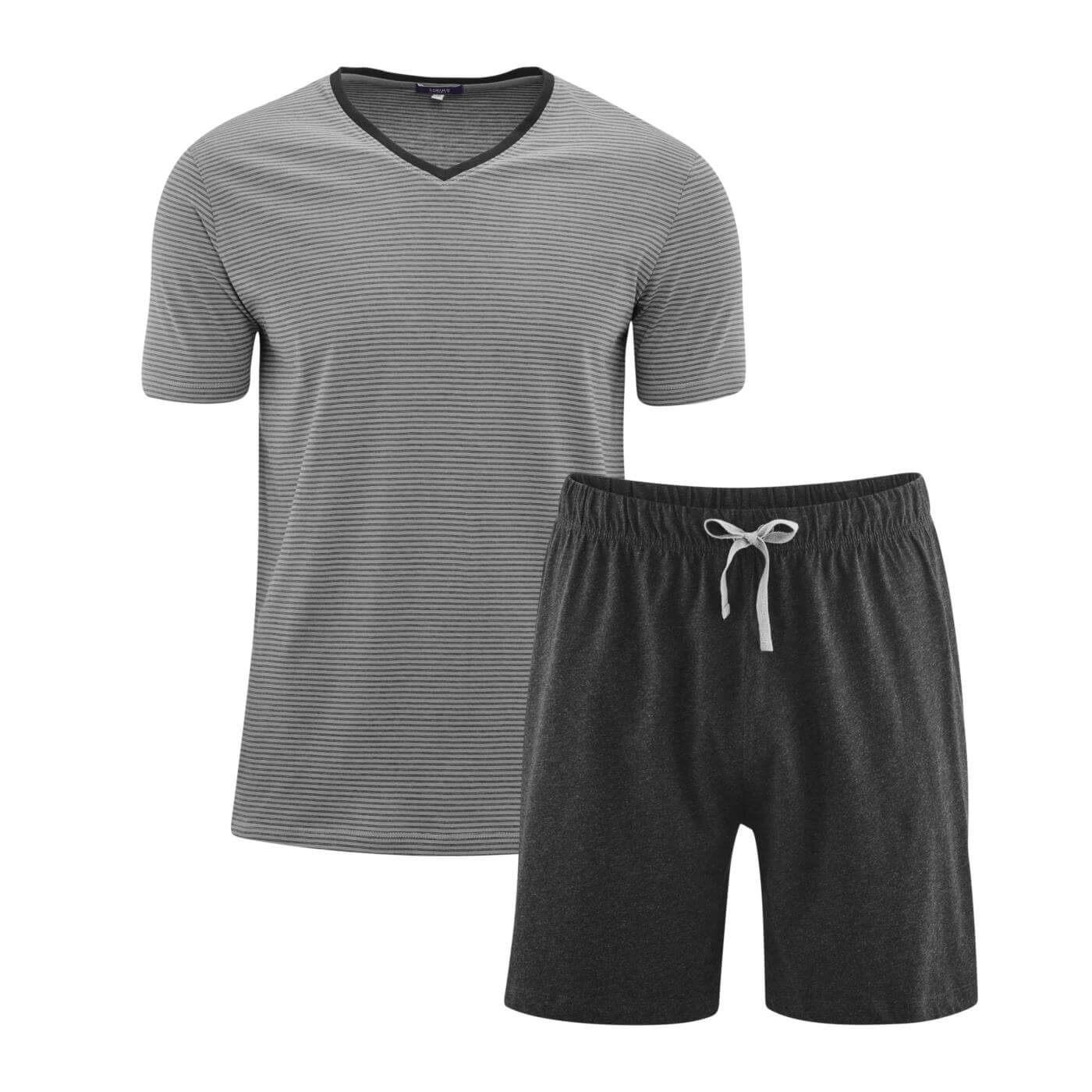 Herren Bio Schlafanzug Carl Kurzarm & Short stone / grau Herren Bio Schlafanzug Carl Kurzarm & Short stone / grau