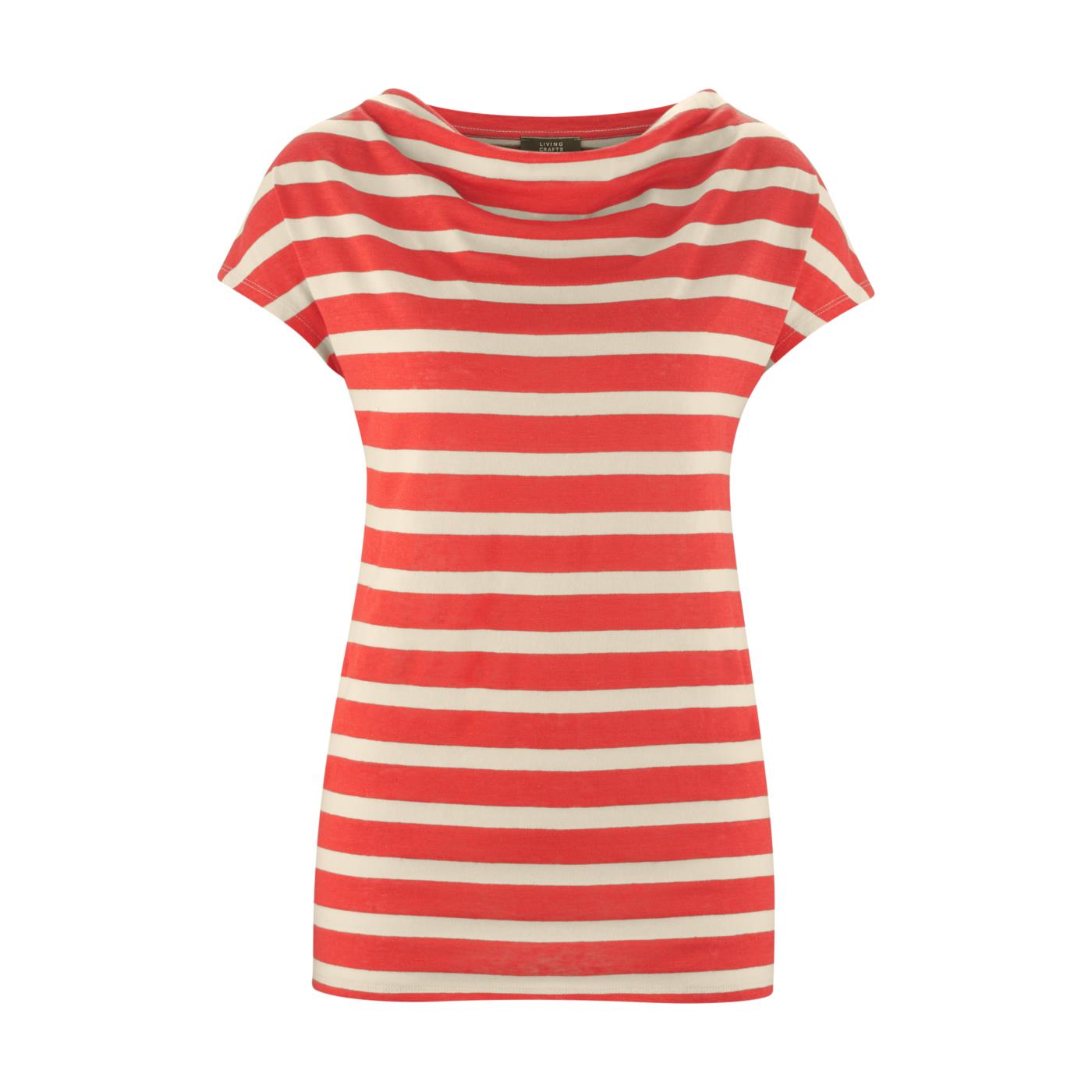 Shirt mit leichtem Wasserfallausschnitt aus Bio Leinen/Baumwolle-Mix in grenadine/sand Shirt mit leichtem Wasserfallausschnitt aus Bio Leinen/Baumwolle-Mix in grenadine/sand