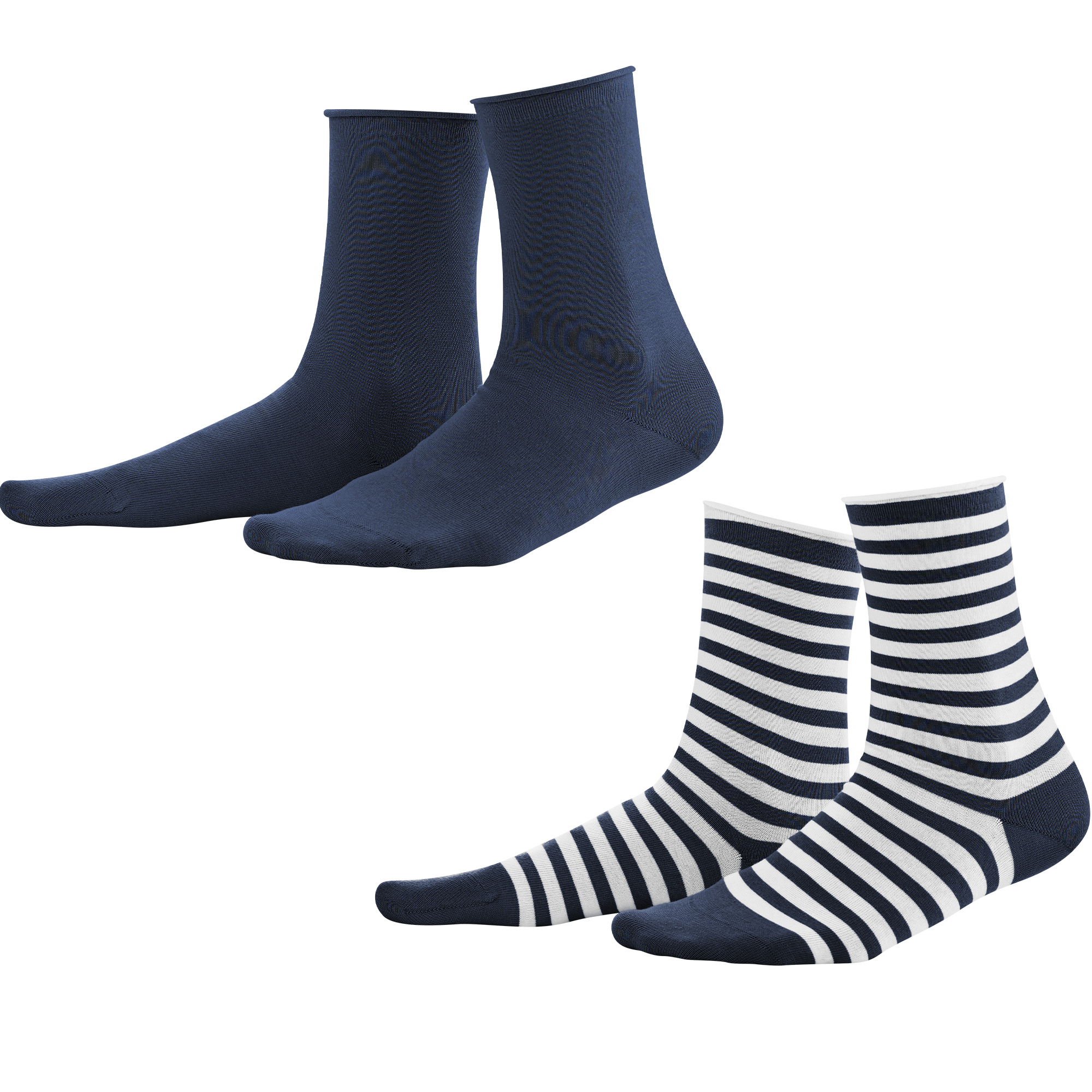 Damensocke aus Biobaumwolle im 2er Pack navy/white Damensocke aus Biobaumwolle im 2er Pack navy/white