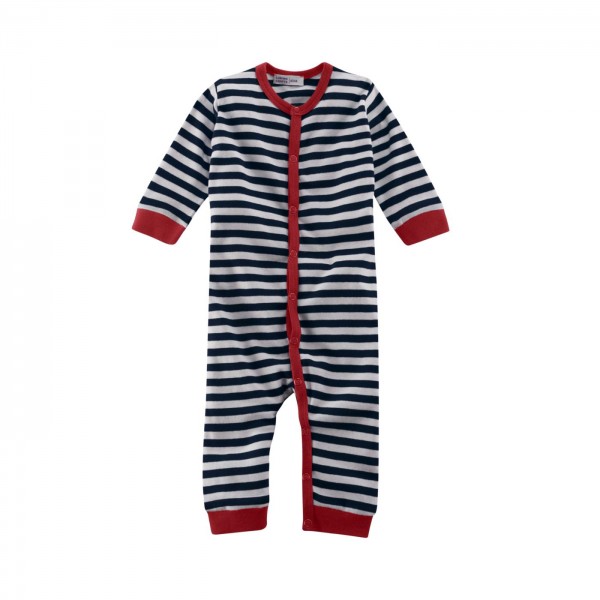 Baby Ganzjahresschlafanzug mit weichen Strickbündchen und Designstreifen
